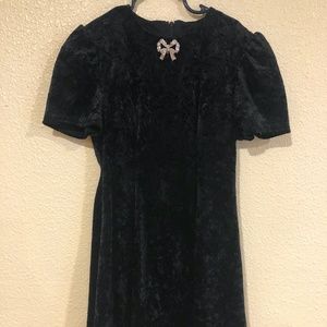 Jessica McClintock Vintage Velvet Black Dress Girls Sz 7 90s Wednesday